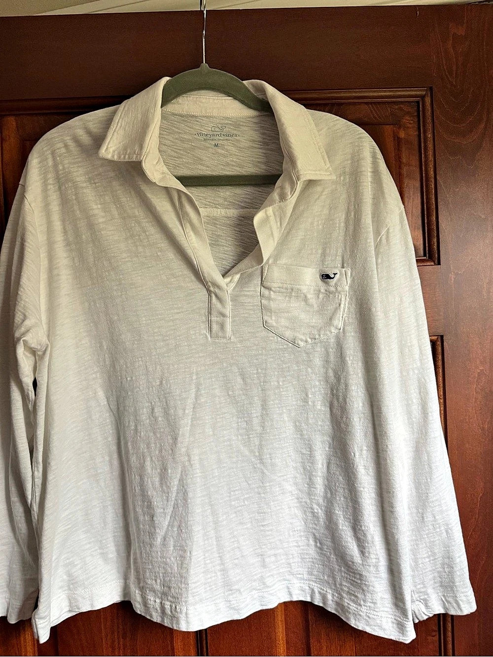 vineyard vines Long-Sleeve Slub Popover Polo women’s  White Medium